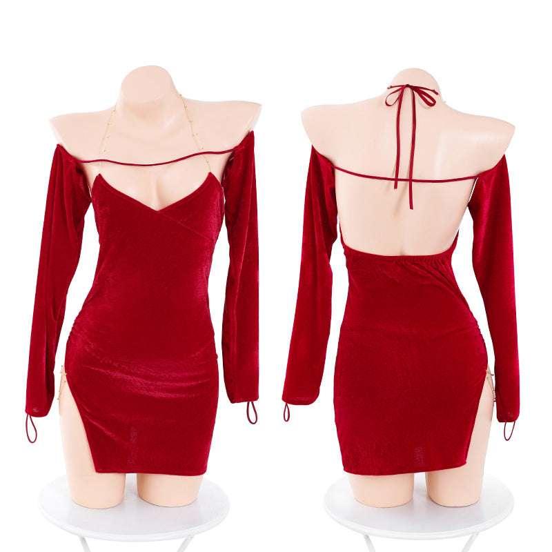 纯欲风复古丝绒新年战袍 - Jiumiluxe啾咪情趣