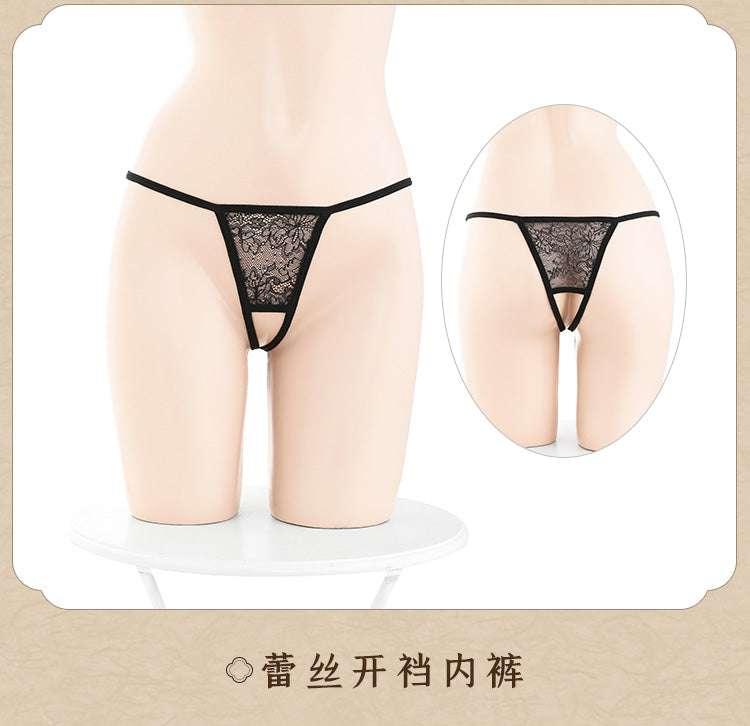 绒毛饰颈丝绒拼蕾丝旗袍 - Jiumiluxe啾咪情趣