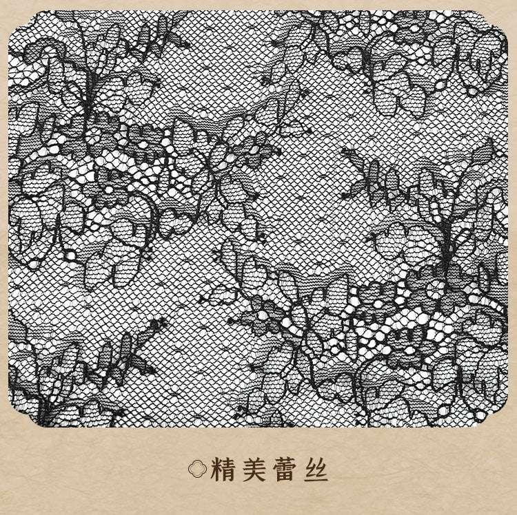 绒毛饰颈丝绒拼蕾丝旗袍 - Jiumiluxe啾咪情趣