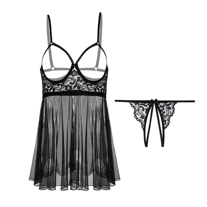 霏慕 钢托露胸透视纱睡裙 - Jiumiluxe啾咪情趣